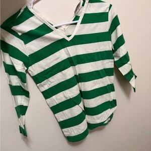 Vintage Green and White Striped Hoodie